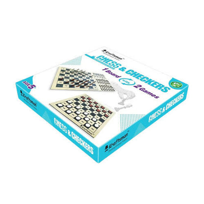 Kraftsman Wooden Chess & Checkers Combo Board Game | One Board Two Games
