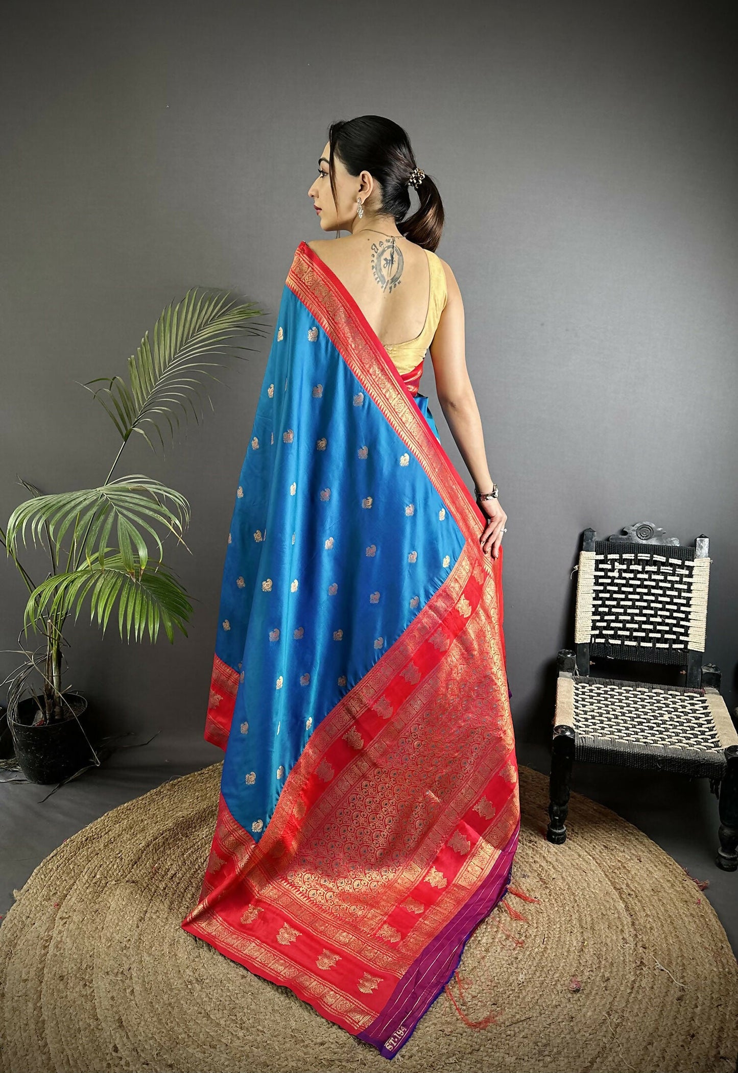 Joban Fashion Royal Blue Banarasi Soft Silk Woven Butti Saree