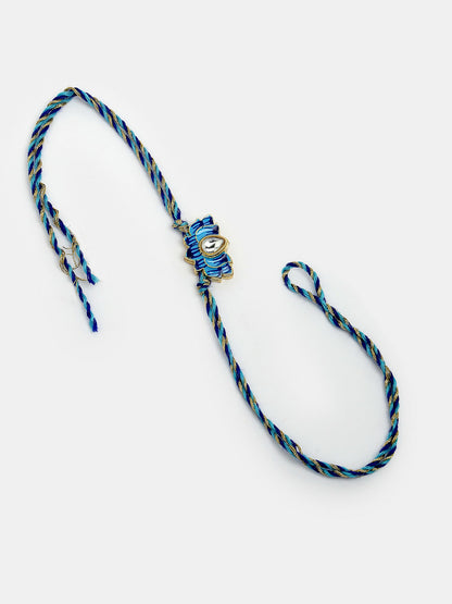 NVR Women & Men Set of 2 Blue Lotus Shape Kundan-Studded & Beaded Wraparound Rakhi Set With Roli Chawal & Chocolate