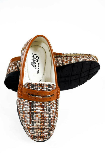 Tiny Bugs Boys Printed Slip On Loafers - Tan