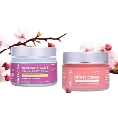 Our Cares Moisturizer With Hyaluronic Acid Vitamin E + Night Cream - Combo