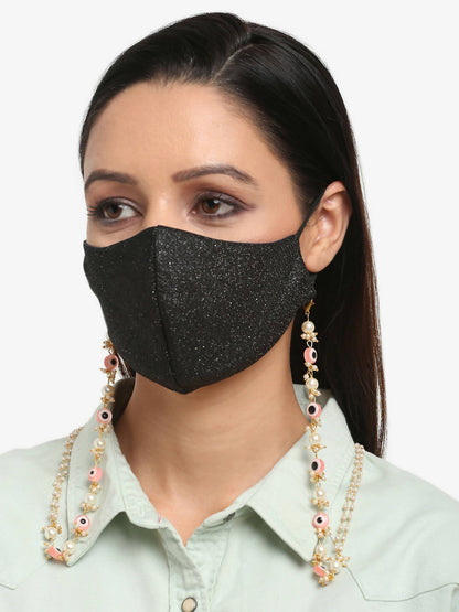 Pink Gold-Toned Evil Eye Beaded Mask Chain - Ruby Raang