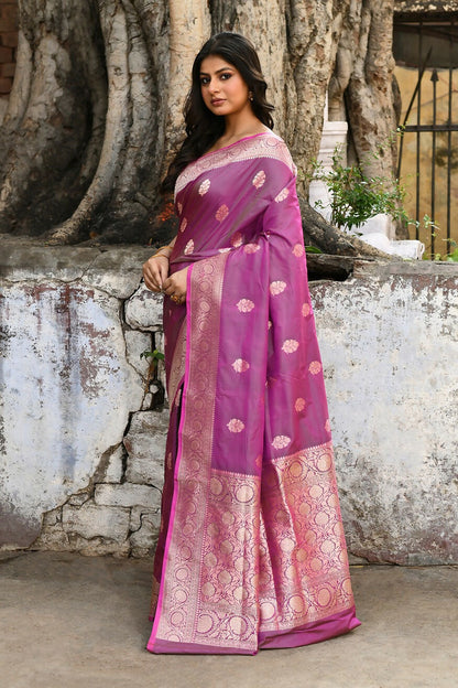 Joban Fashion Magenta Pure Katan Pure Handloom Banarasi Silk Saree