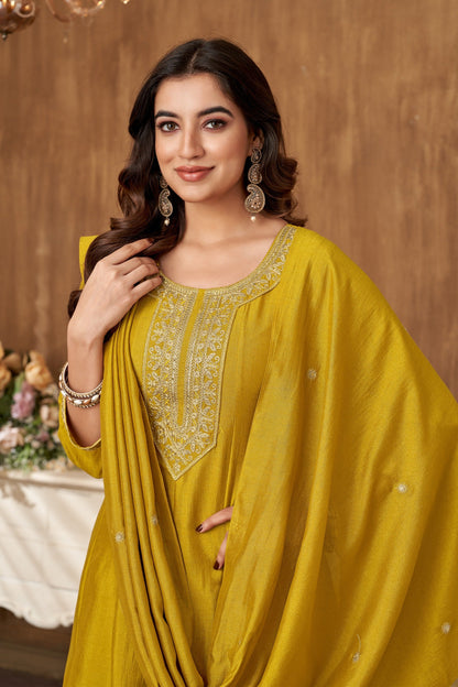 Anaita Yellow Anarkali Readymade Suit with Embroidery Work