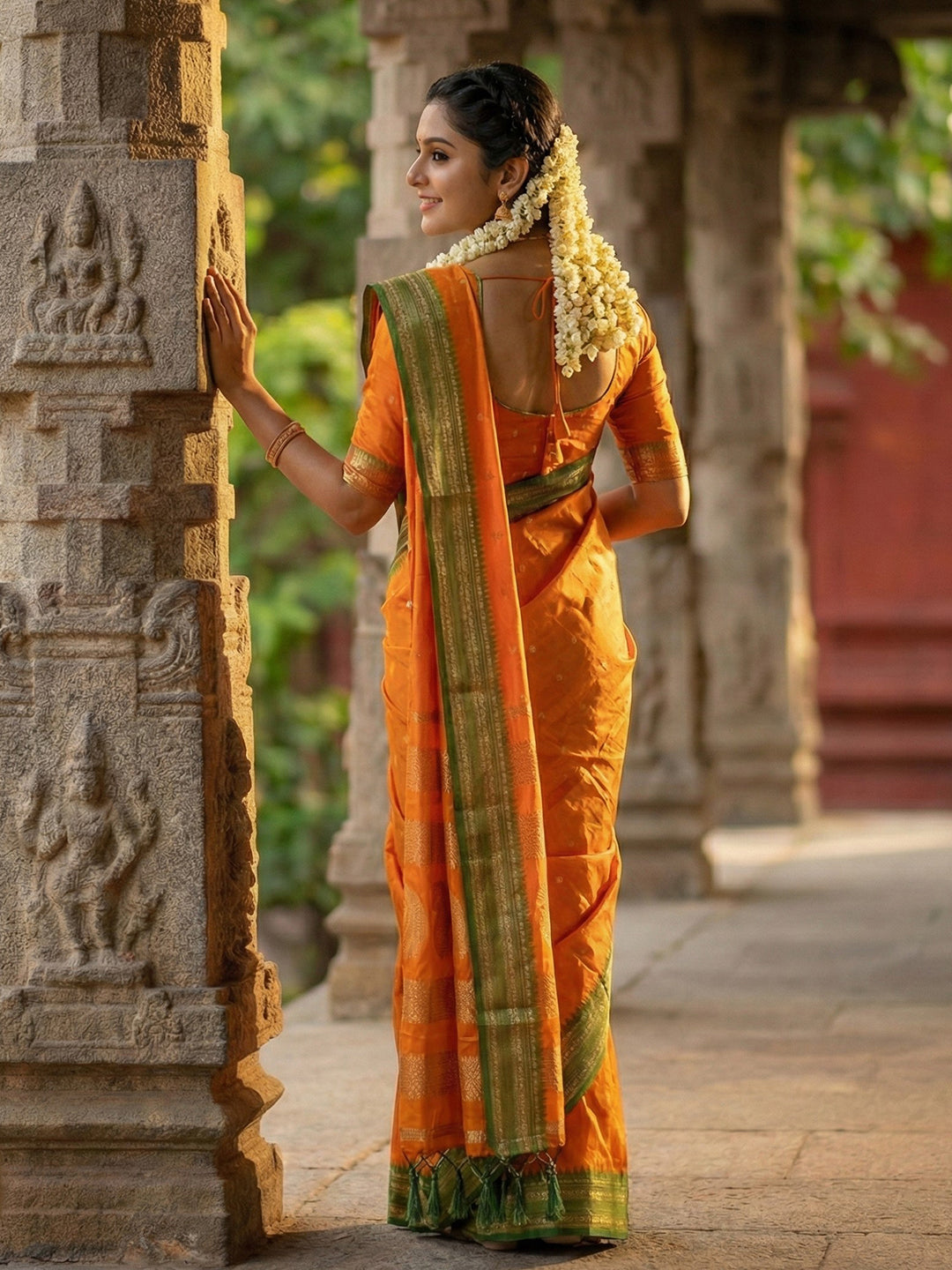 Anaita Yellow Silk Woven Saree With Blouse