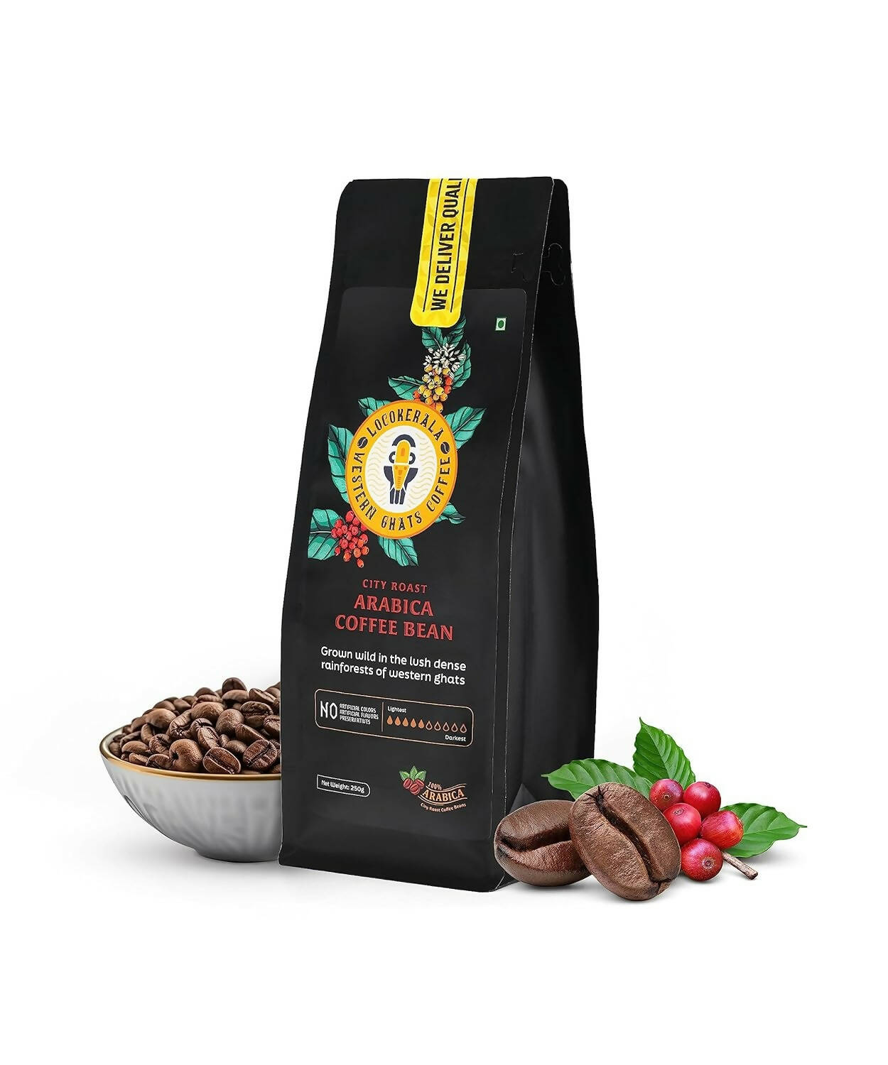 LocoKerala Western Ghats City Roast Arabica Whole Bean Coffee