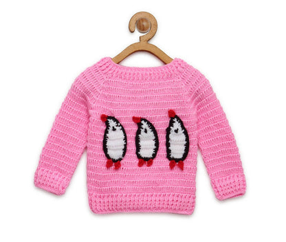 Chutput Kids Pingue Design Solid Pink Pullover Sweater