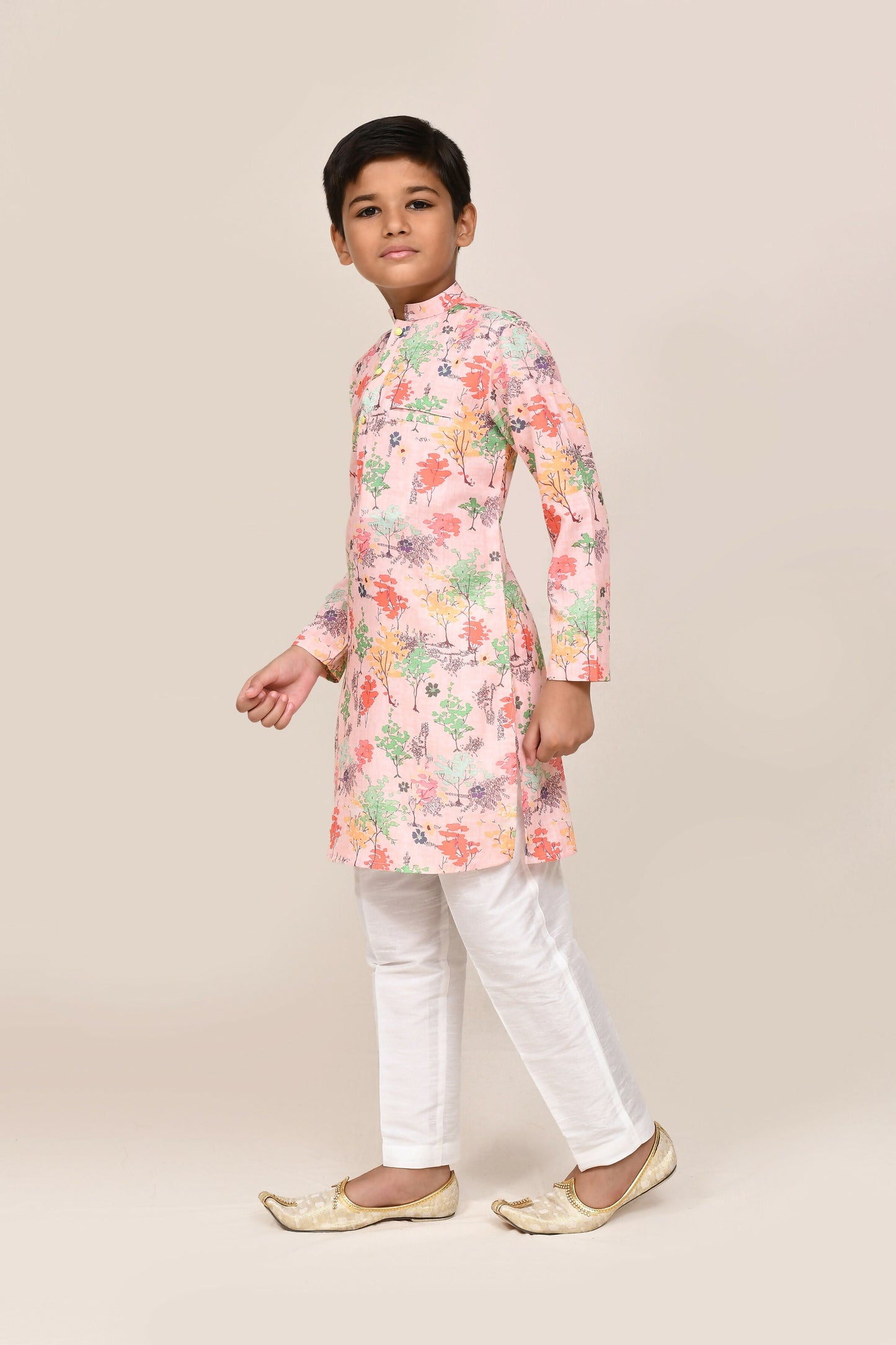 Joban Fashion Cotton Peach Kurta With Straight Fit Pant