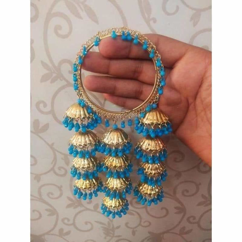MS Fashion India Stylish And Trendy Sky Blue Pearls Hanging Bangles