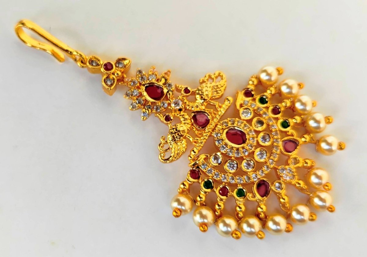 AD Peacock Bridal Beautiful Maang Tikka