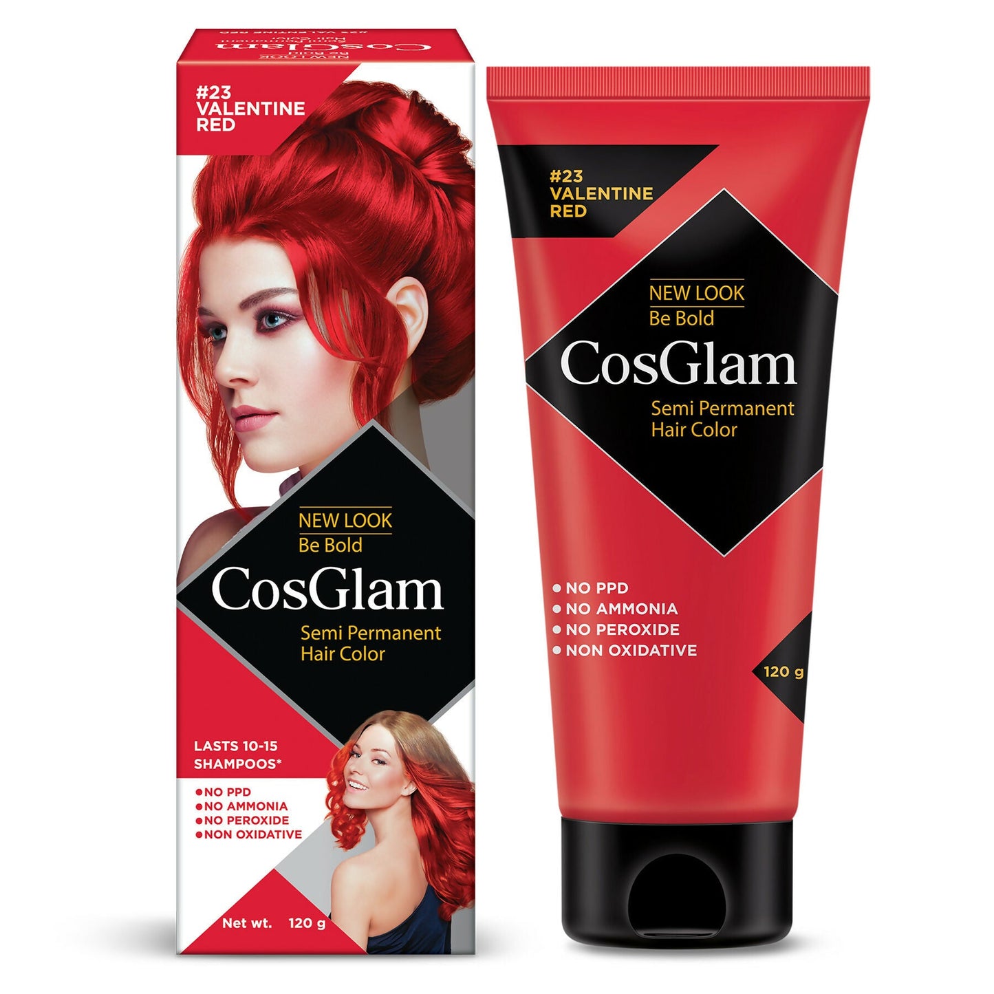 Cosglam Semi Permanent Hair Color for Women & Men (#23 Valentine Red)