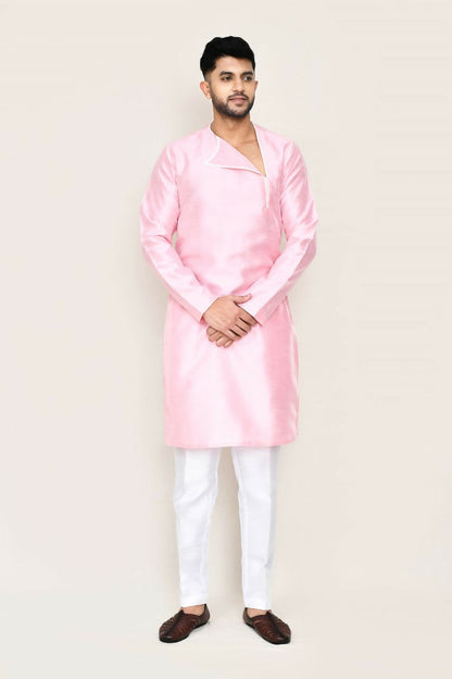 Joban Fashion Pink Colored Art Silk Fabric Kurta With Straight Fit Pant