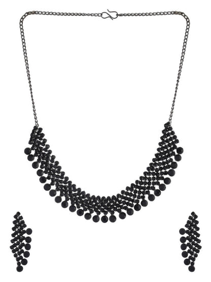 VOJ Women Black Color stainless steel Jewellery Set