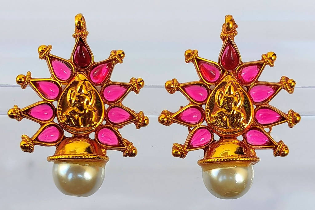 Pink Kemp Temple Earrings