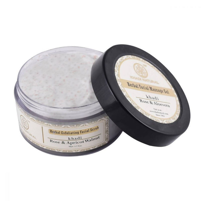 Khadi Natural Rose & Apricot Walnut Herbal Exfoliating Facial Scrub - 50 gms