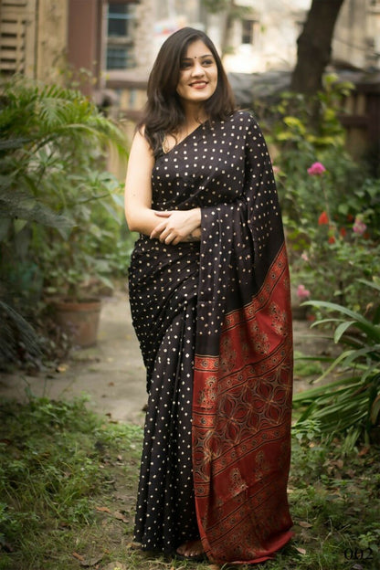 Aayaa Designer Printed Satin Saree - Multi Color