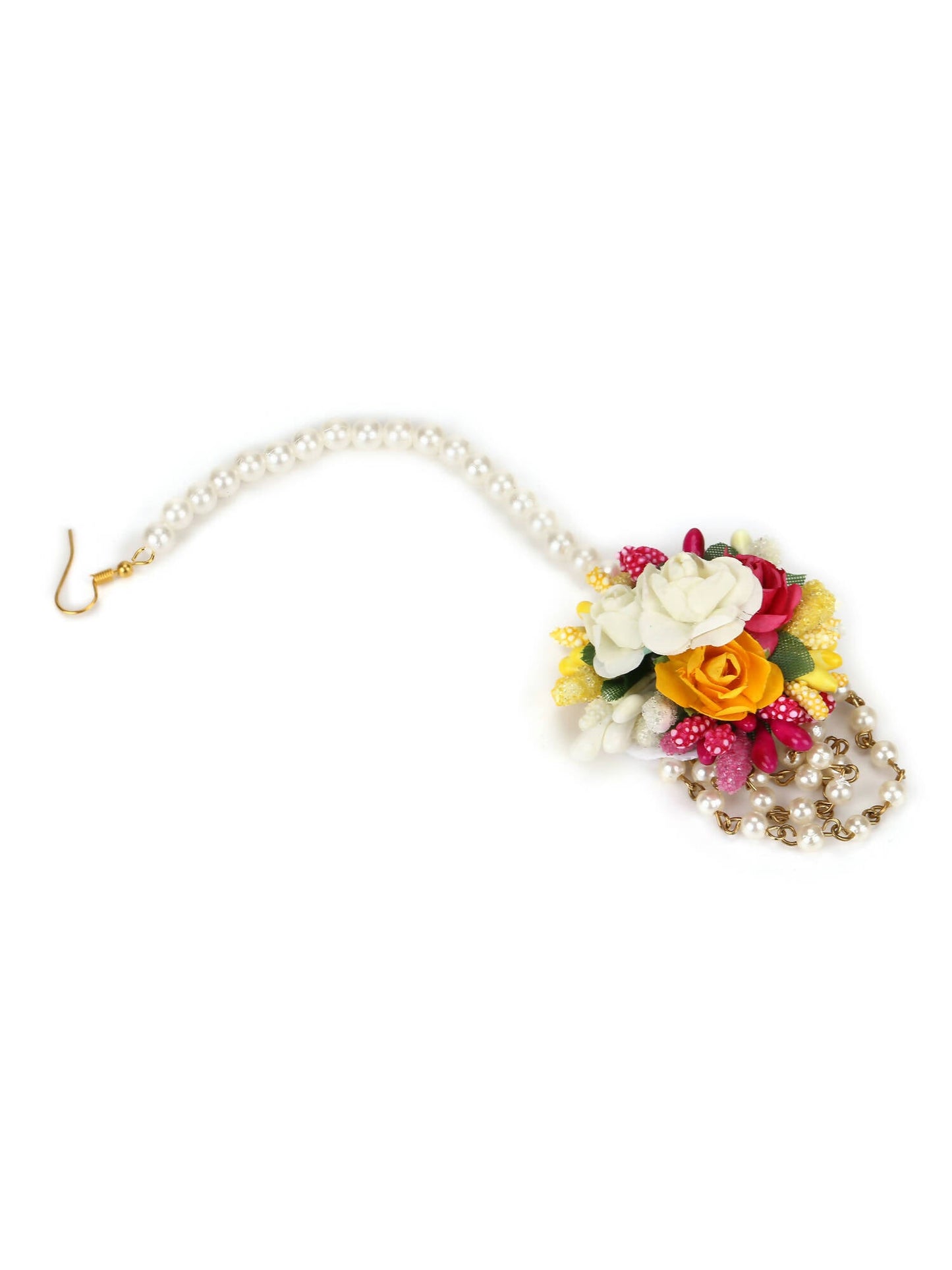 Yellow Pink Beaded Flower Jewellery Set - Ruby Raang