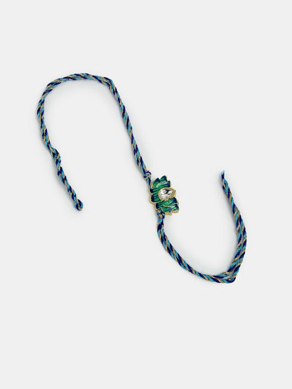 NVR Women & Men Set of 2 Turquoise Blue Lotus Shape Kundan-Studded & Beaded Rakhi Set With Roli Chawal & Chocolate