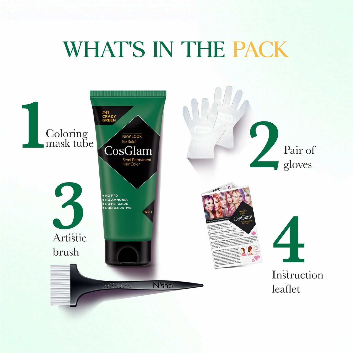 Cosglam Semi Permanent Hair Color for Women & Men (#41 Crazy Green)
