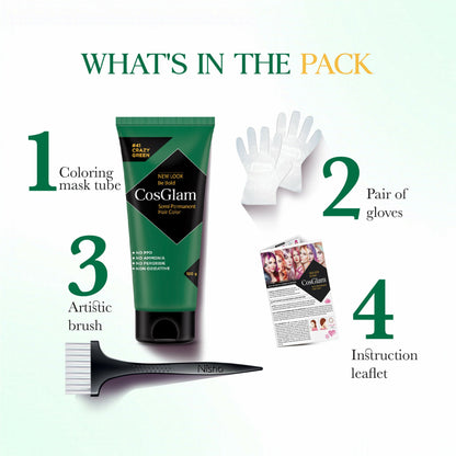 Cosglam Semi Permanent Hair Color for Women & Men (#41 Crazy Green)