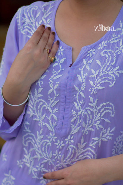 Zibaa Modal Lavender Chikankari Kurta