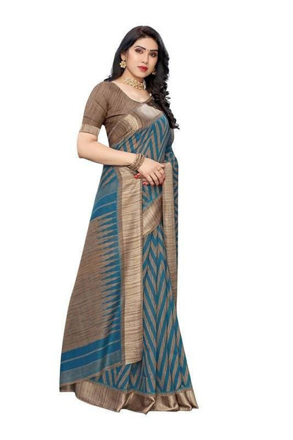 Vamika Rama Green Linen Designer Saree (BEE RAMA)