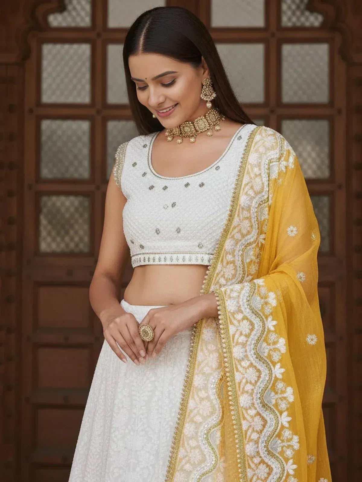 Tulsi Art Mesmerizing White Sequins Georgette Bollywood Lehenga Choli With Dupatta