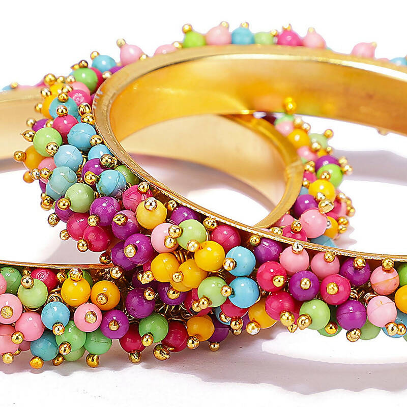 Mominos Fashion Joharkamal Gold-Polished Multi Beads Work Bangles