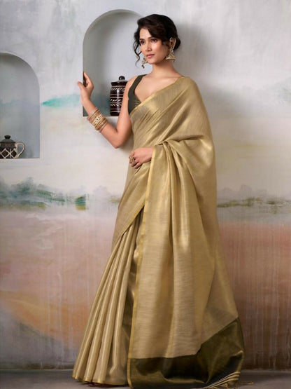 Shree Shyam Fashion Tissue Silk Golden Saree