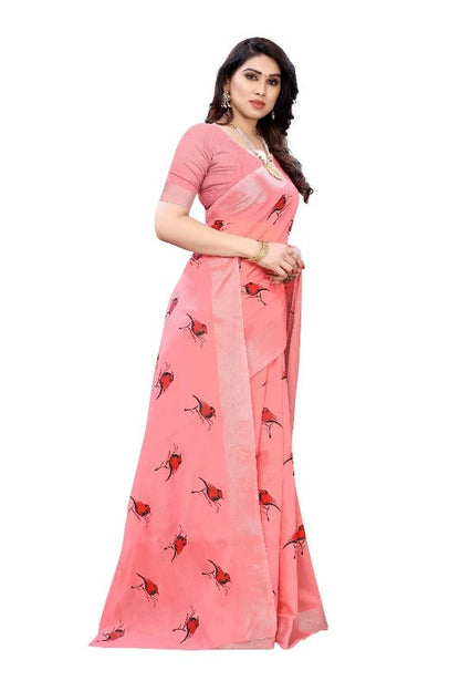 Vamika Peach Chanderi Designer Saree (SERIN PEACH)