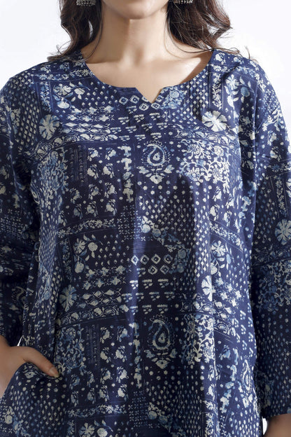 Breathables Abstract Cotton Co-Ord Set – Blue