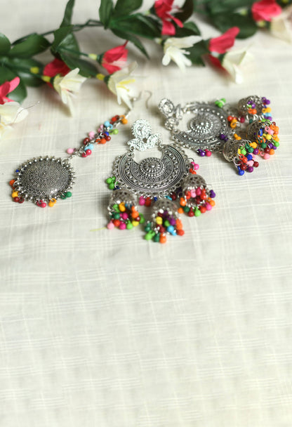 Mominos Fashion Johar Kamal Beautiful Jhumkas With Maang Tikka