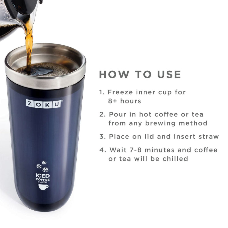 Stainless Steel Grey Iced Coffee Maker with Straw | 325ml