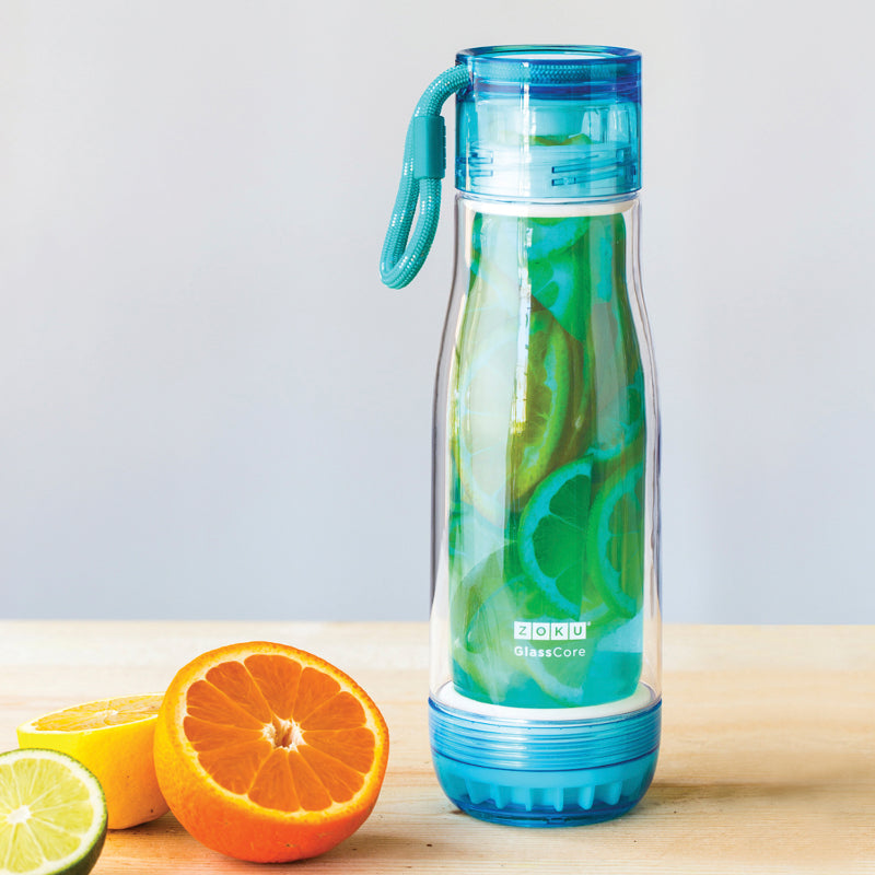 Double Wall Suspended Glass Core Water Bottle | Multiple Colors