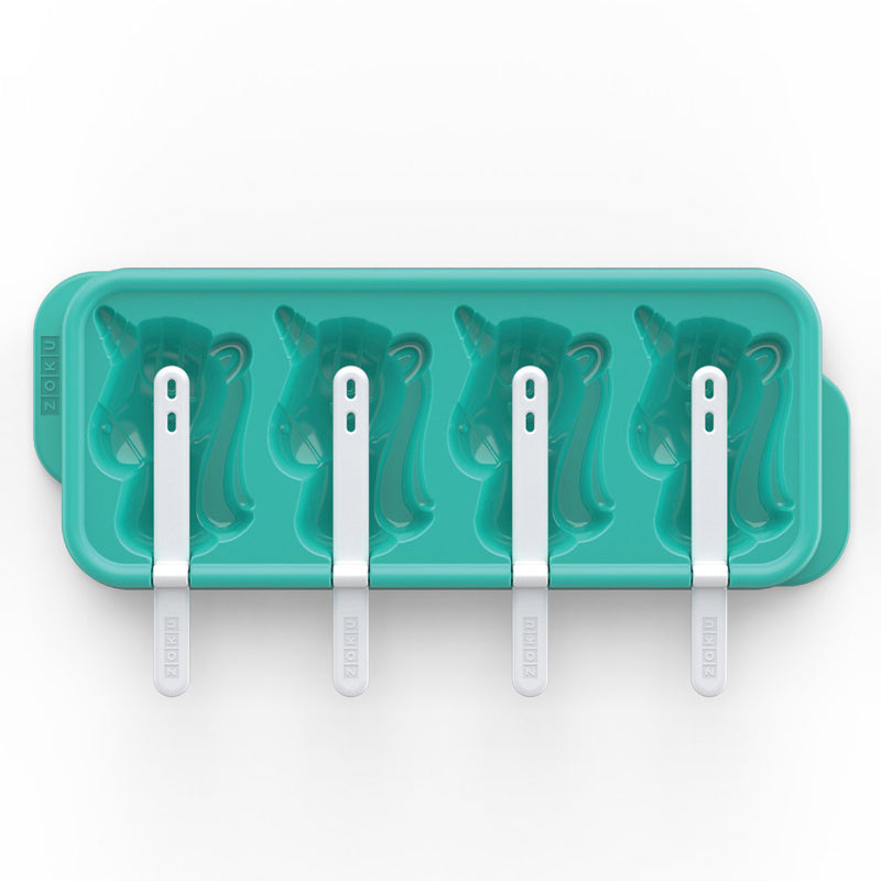 Unicorn Teal Ice Pop Maker Tray with 4 Molds