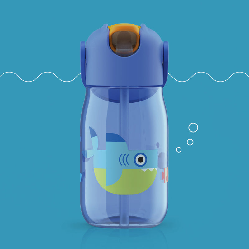 Blue Kids Flip Straw Bottle