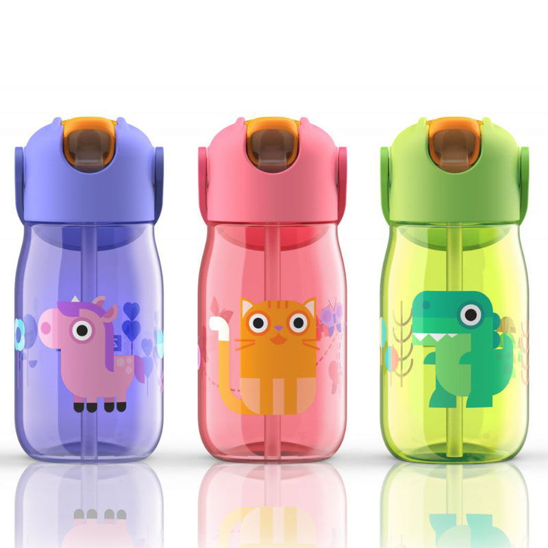 Pink Kids Flip Straw Bottle