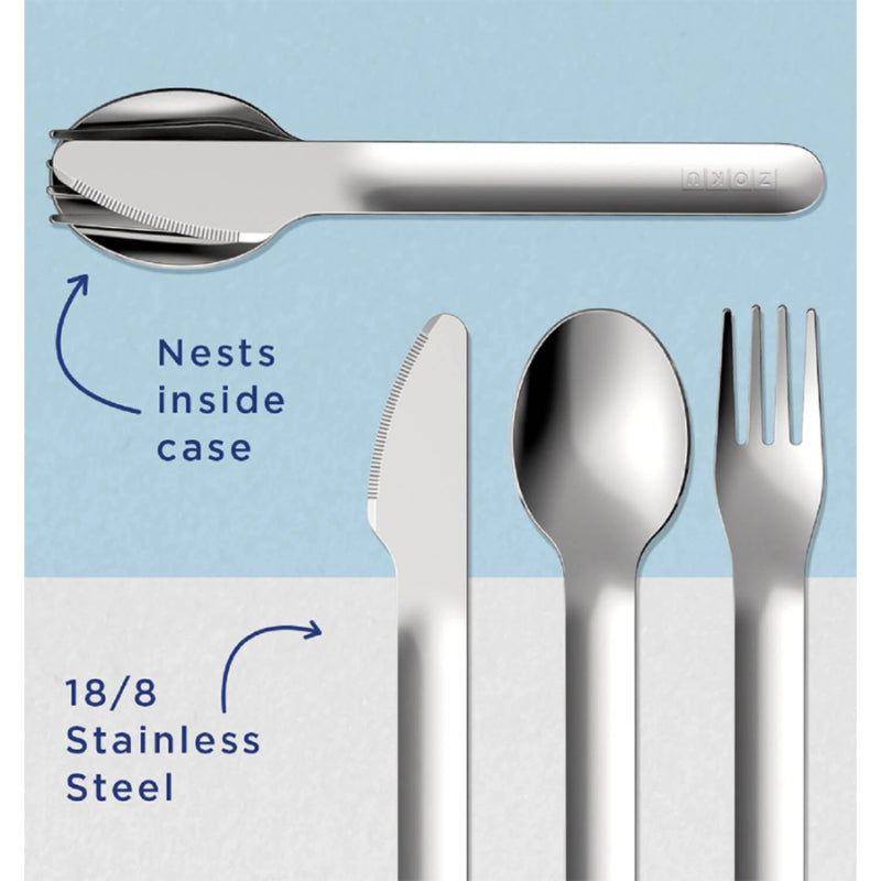 Shark Kids Pocket Stainless Steel Cutlery with Blue Travel Case