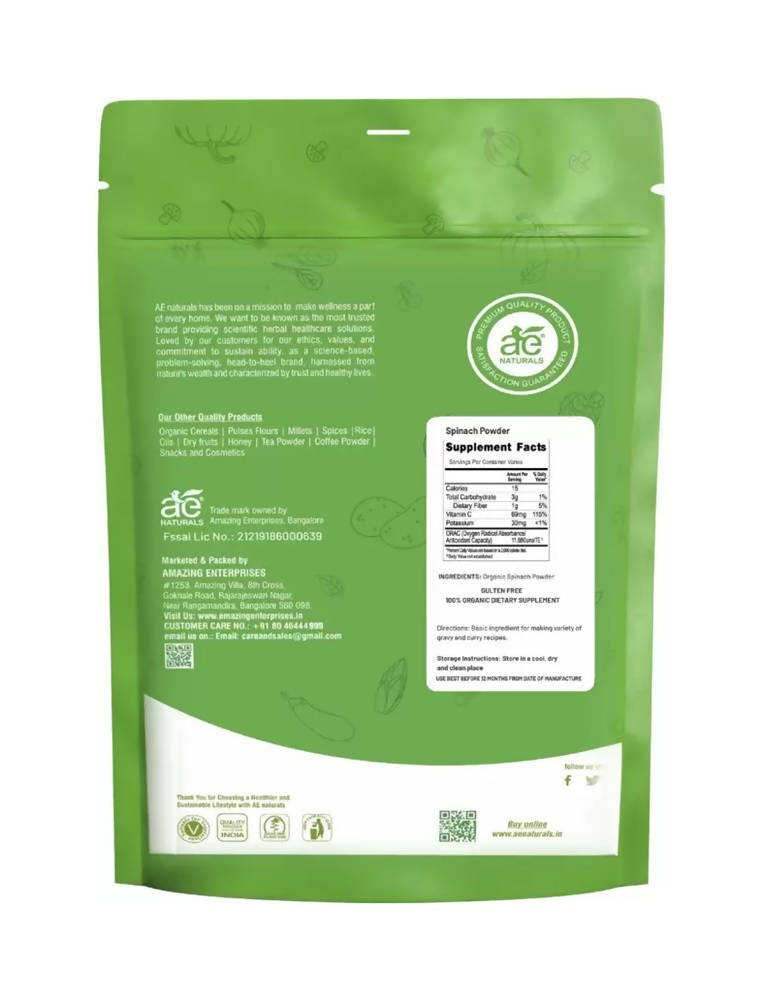 AE Naturals Premium Spinach Powder – Rich in Nutrients and Antioxidants