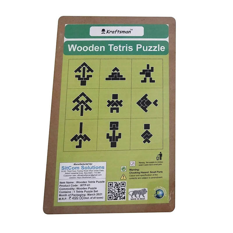 Kraftsman Wooden Tetris Jigsaw Puzzle Board | Made In India (Tetris Board)