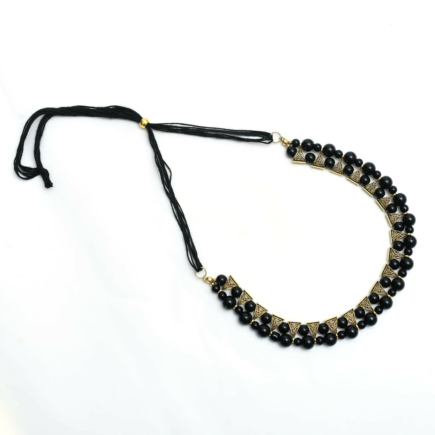 Mominos Fashion Johar Kamal Gold-Polished Brass Finish Pearls Work Choker For Women (Black)