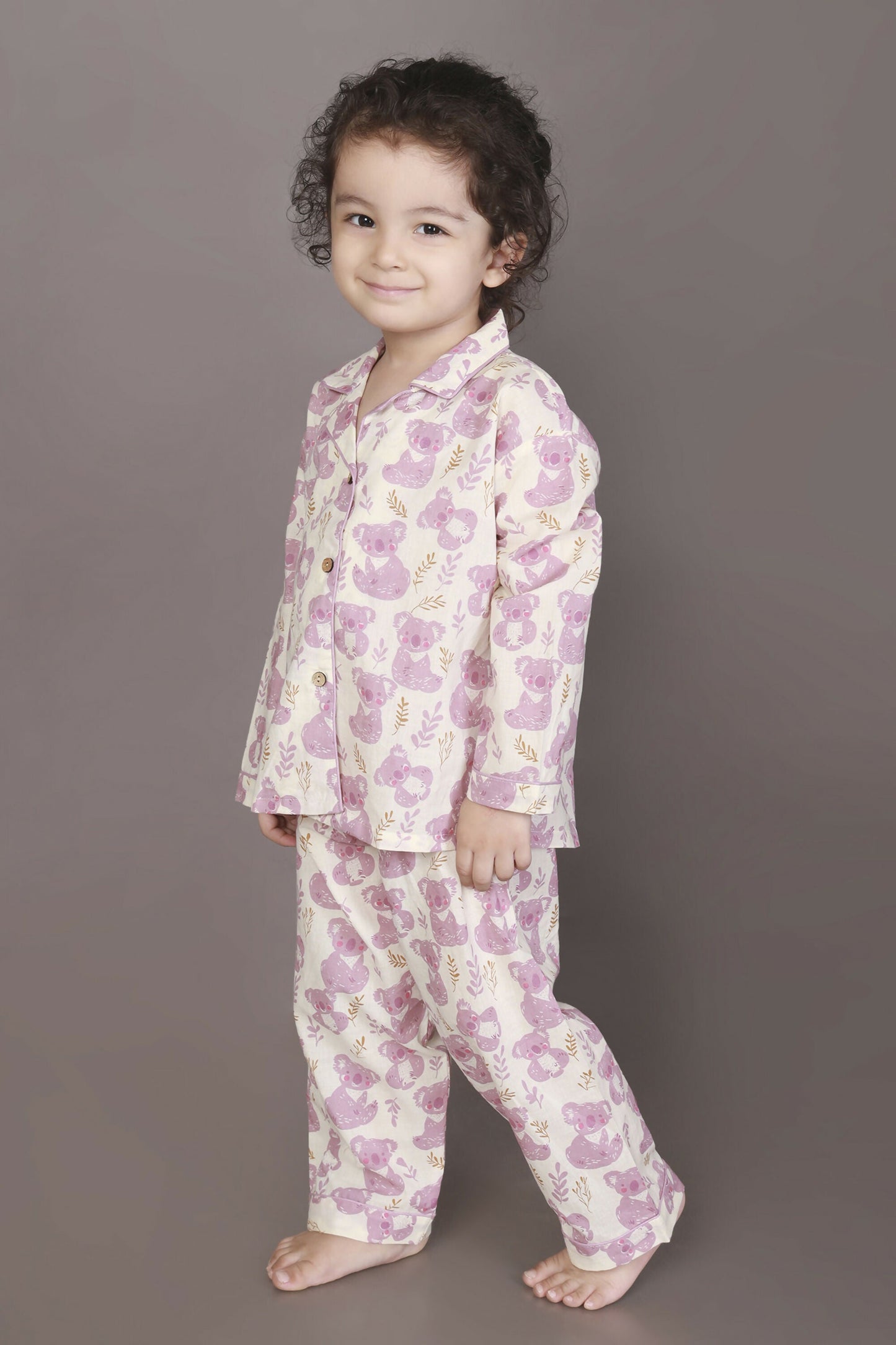 Breathables Kids Cotton Night Suit – White & Pink Teddy Shirt & Pyjama Co-Ord Set For Boys & Girls