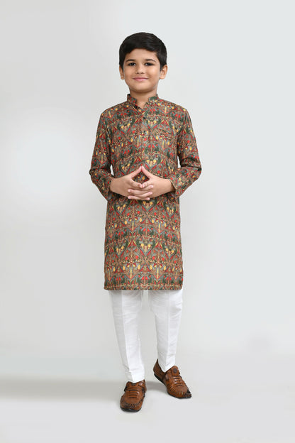 Joban Fashion Cotton Multicolor Kurta With Straight Fit Pant
