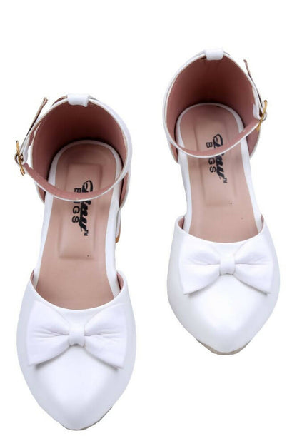 Tiny Bugs Girls Bow Embellished Ballerinas - White