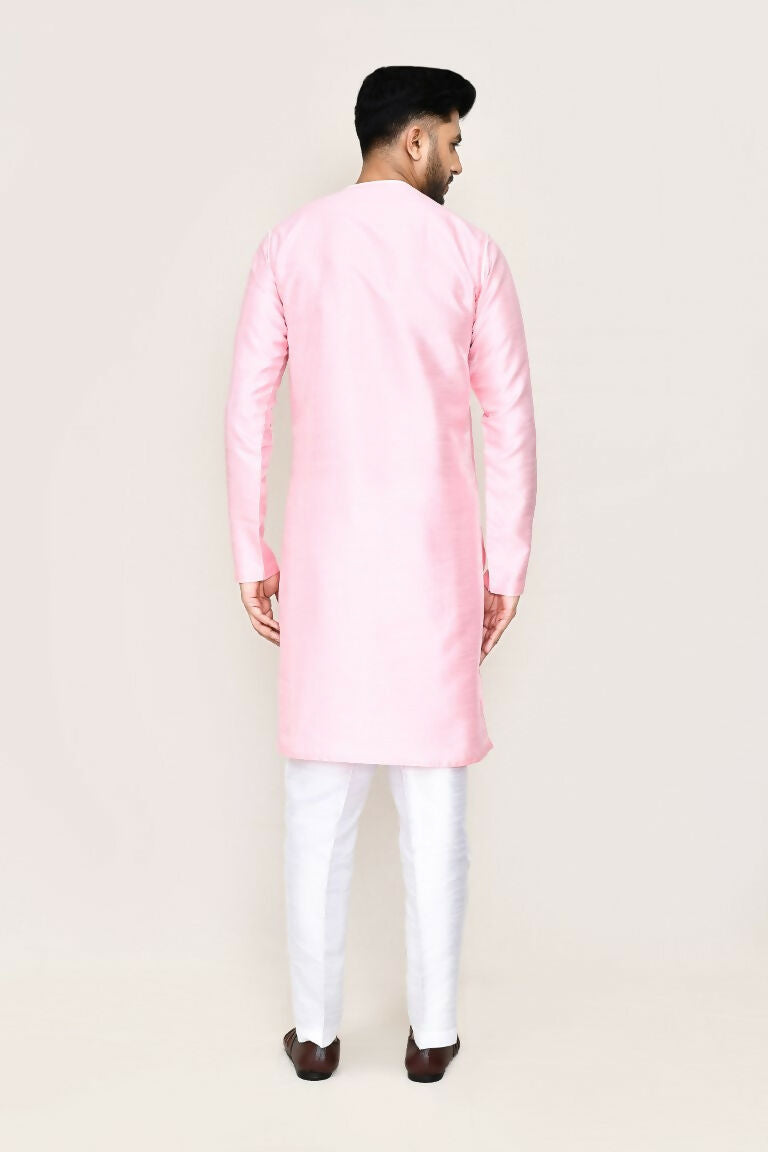Joban Fashion Pink Colored Art Silk Fabric Kurta With Straight Fit Pant