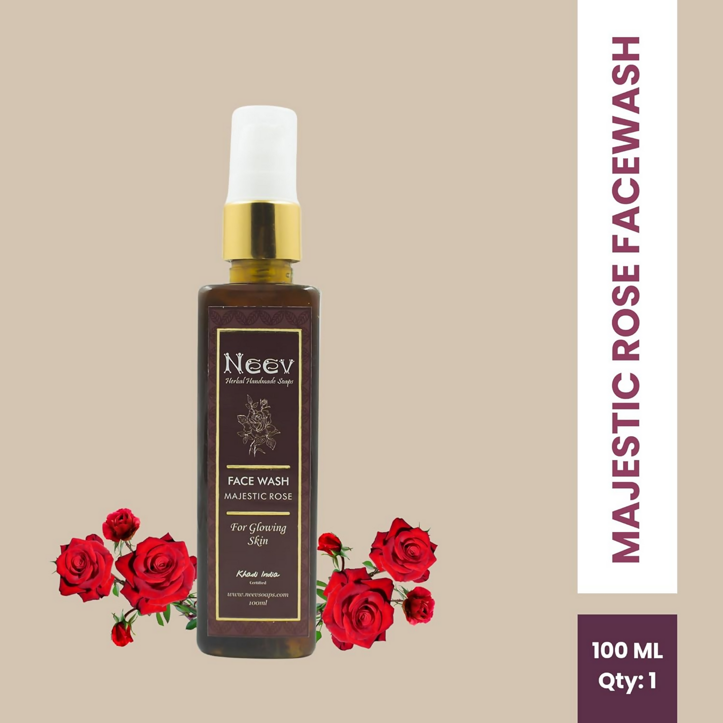 Neev Herbal Handmade Soaps Rose Majestic Glow Face Wash