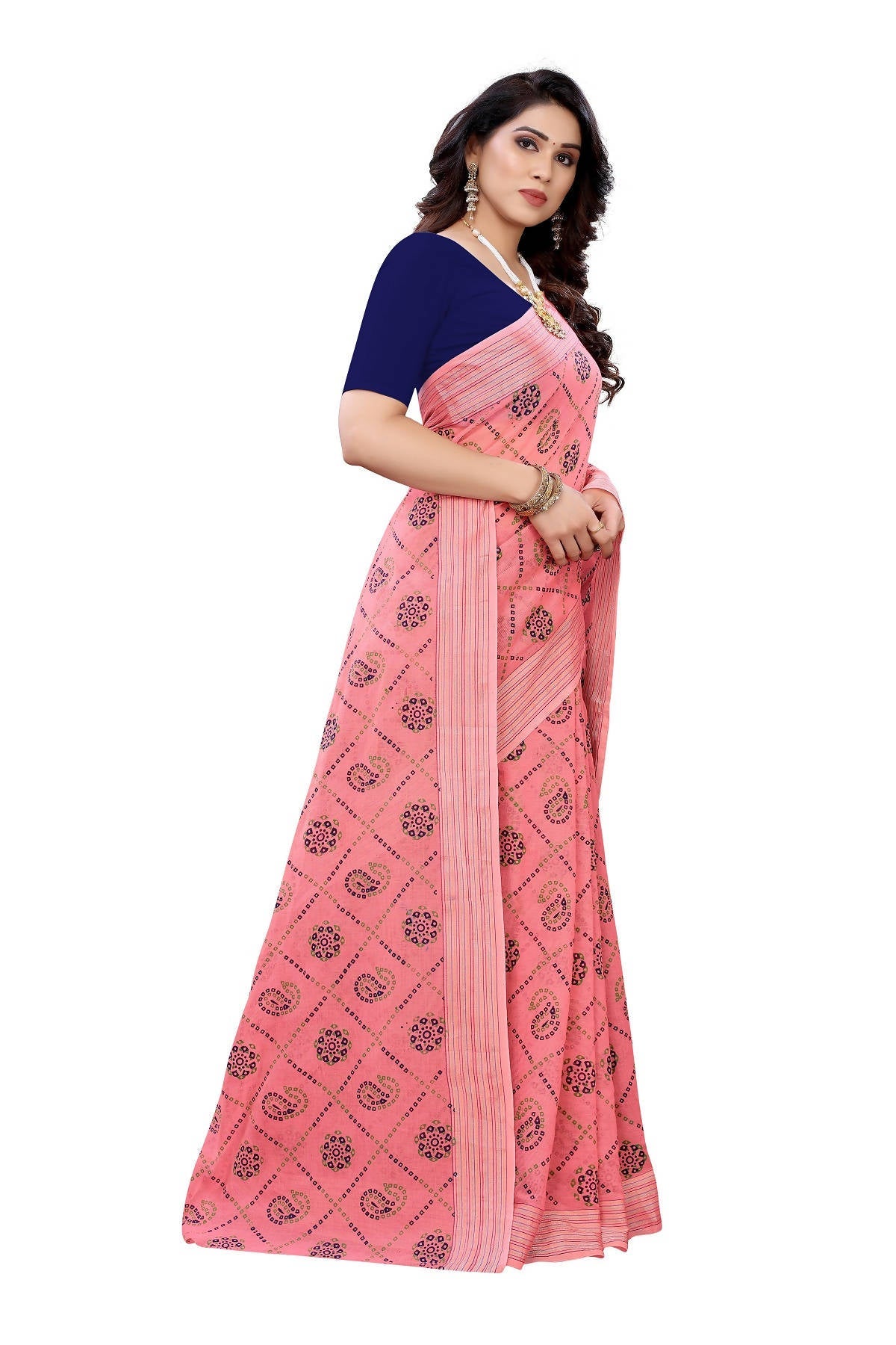 Vamika Peach Linen Jari Border Saree (CHARVI PEACH)