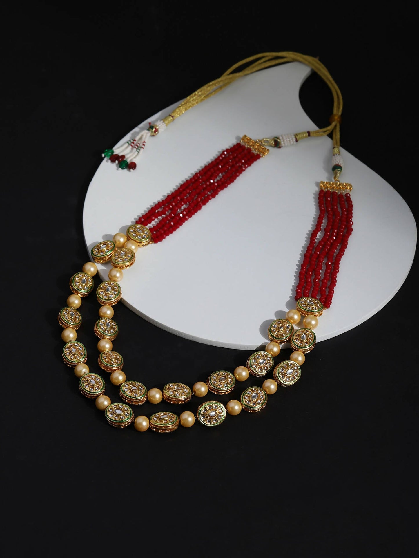 Gold-Toned Red Brass Gold-Polished Necklace - Ruby Raang