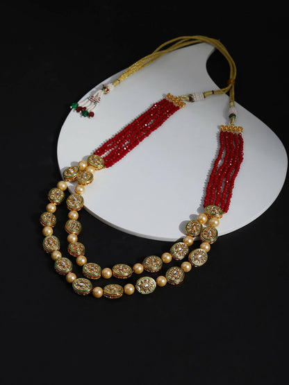 Gold-Toned Red Brass Gold-Polished Necklace - Ruby Raang