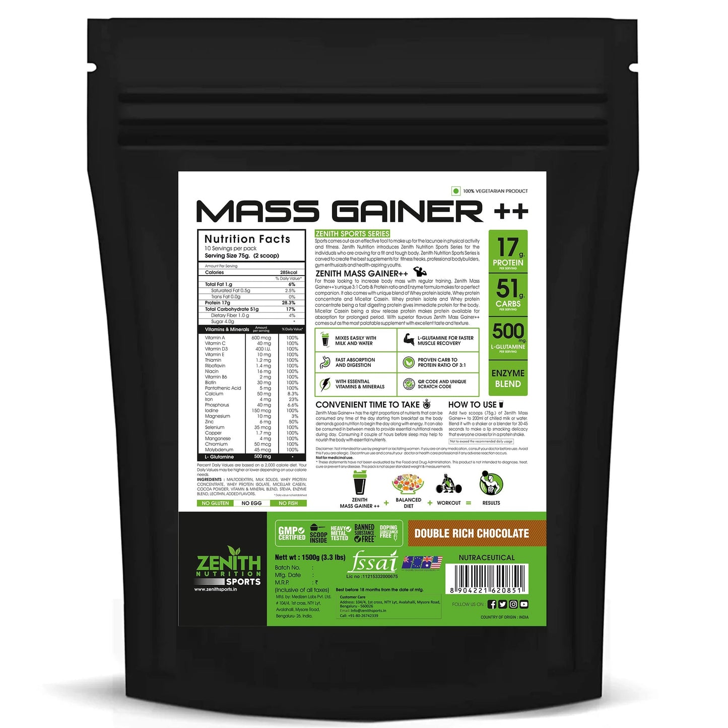 Zenith Sports Mass Gainer with Enzyme blend